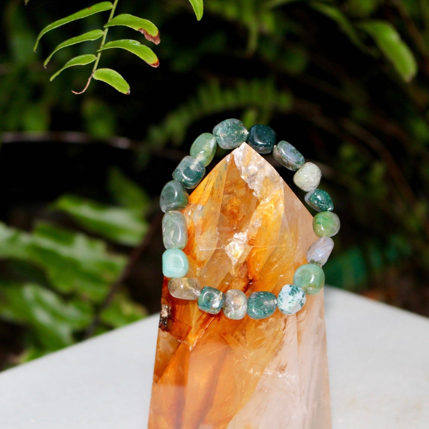 MOSS AGATE EARHTLY EMPOWERMENT BRACELET